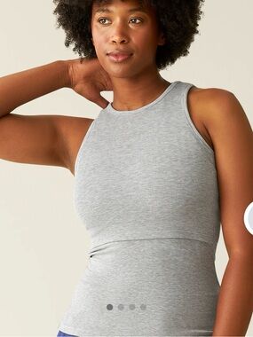 Kindred Bravely Light Gray Layered Ribbed Nursing Tank